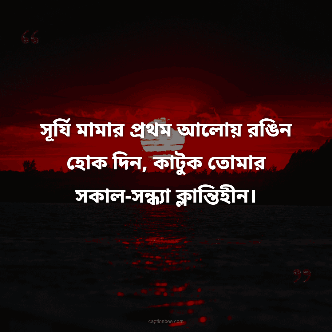 সূর্যি মামার প্রথম আলোয় রঙিন হোক দিন, কাটুক তোমার সকাল-সন্ধ্যা ক্লান্তিহীন।