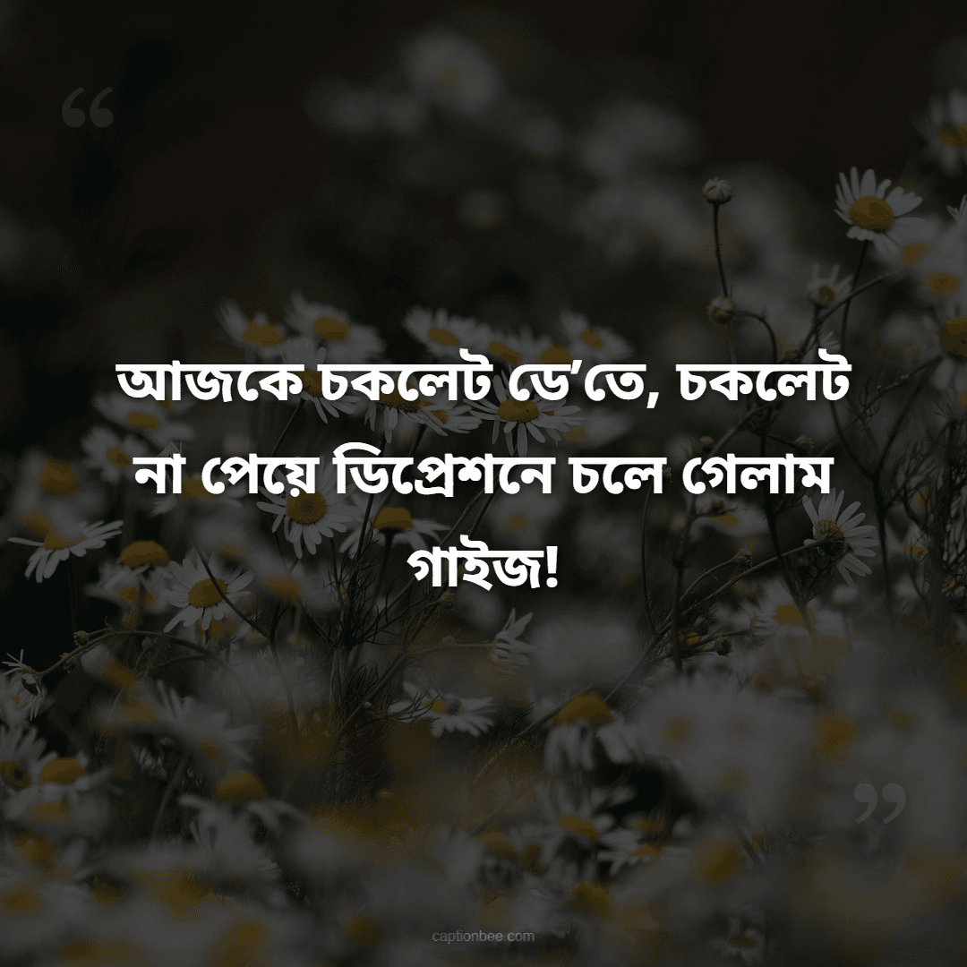 আজকে চকলেট ডে’তে, চকলেট না পেয়ে ডিপ্রেশনে চলে গেলাম গাইজ!