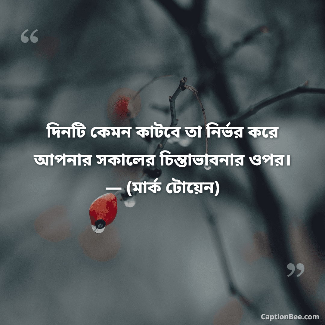 দিনটি কেমন কাটবে তা নির্ভর করে আপনার সকালের চিন্তাভাবনার ওপর। — (মার্ক টোয়েন)
