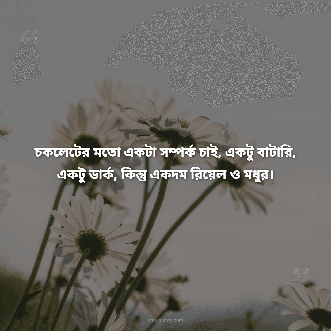 চকলেটের মতো একটা সম্পর্ক চাই, একটু বাটারি, একটু ডার্ক, কিন্তু একদম রিয়েল ও মধুর।