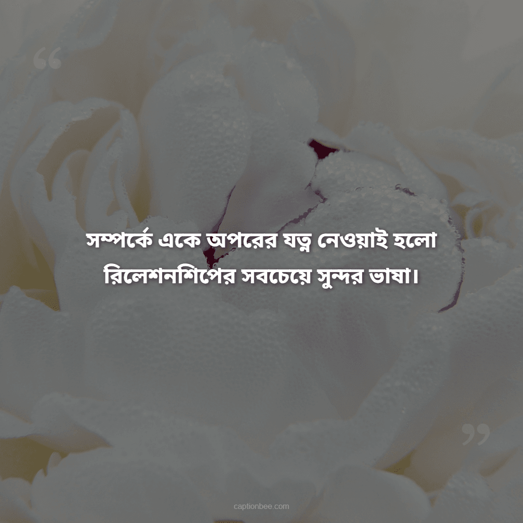 সম্পর্কে একে অপরের যত্ন নেওয়াই হলো রিলেশনশিপের সবচেয়ে সুন্দর ভাষা।