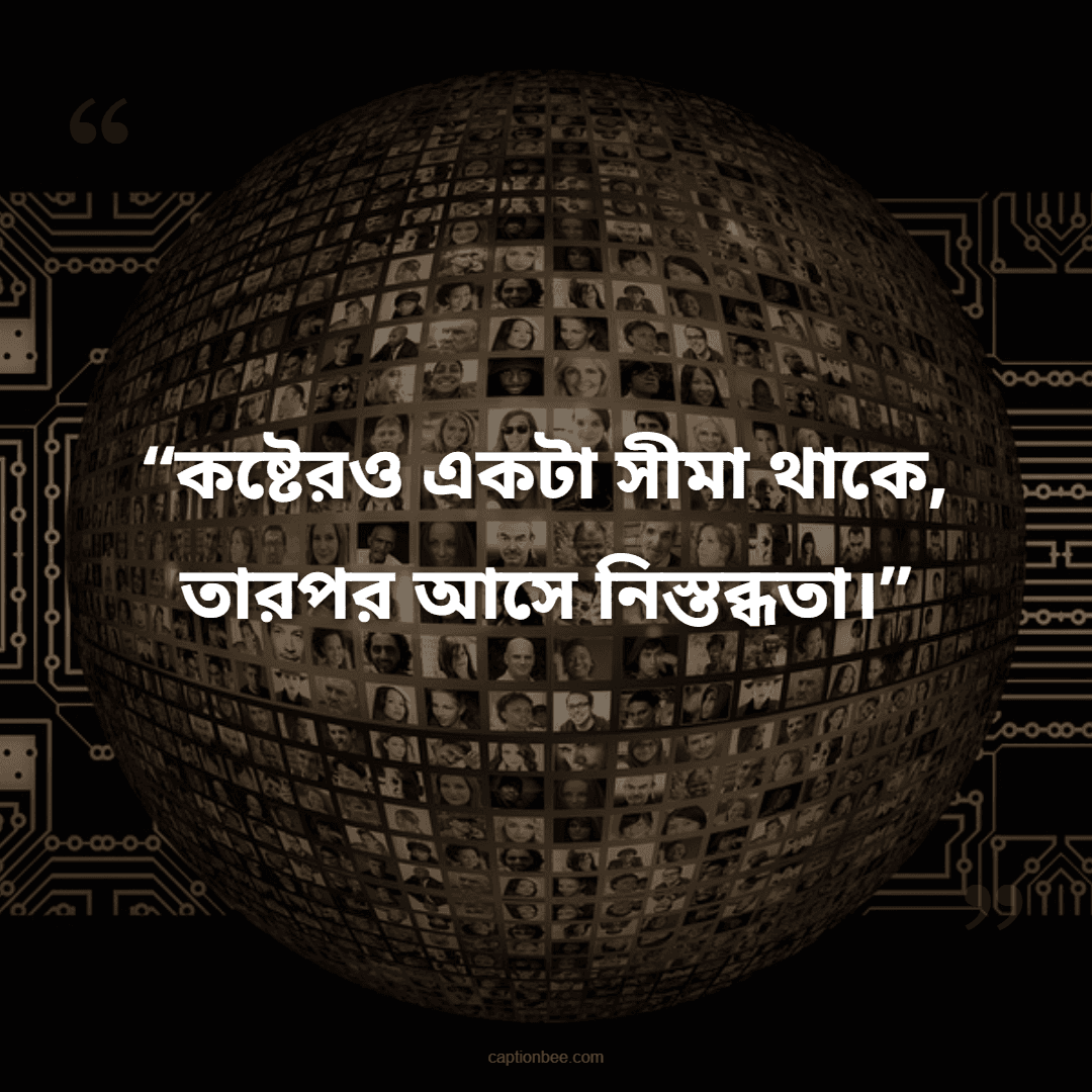 কষ্টেরও একটা সীমা থাকে, তারপর আসে নিস্তব্ধতা।