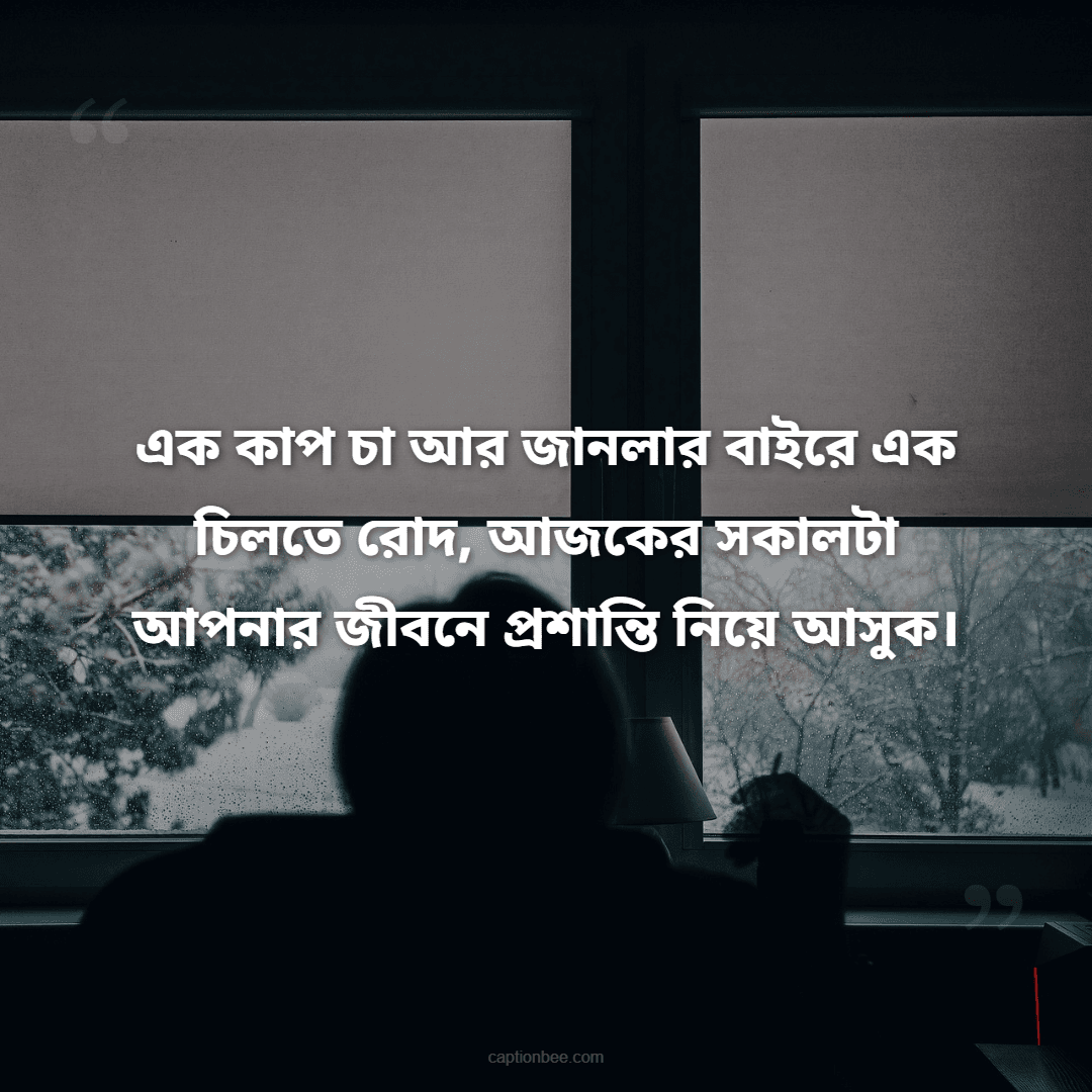 এক কাপ চা আর জানলার বাইরে এক চিলতে রোদ, আজকের সকালটা আপনার জীবনে প্রশান্তি নিয়ে আসুক।