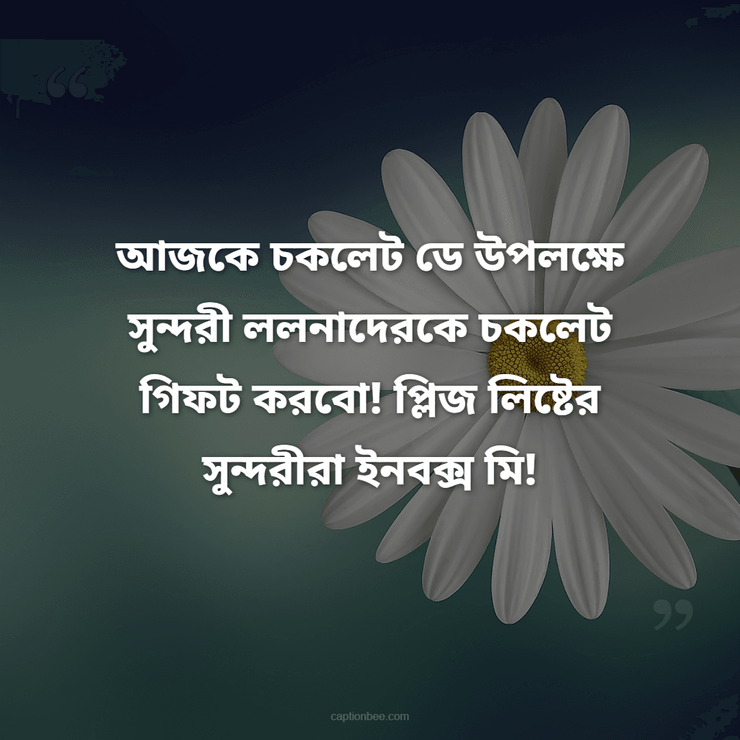 আজকে চকলেট ডে উপলক্ষে সুন্দরী ললনাদেরকে চকলেট গিফট করবো! প্লিজ লিষ্টের সুন্দরীরা ইনবক্স মি!