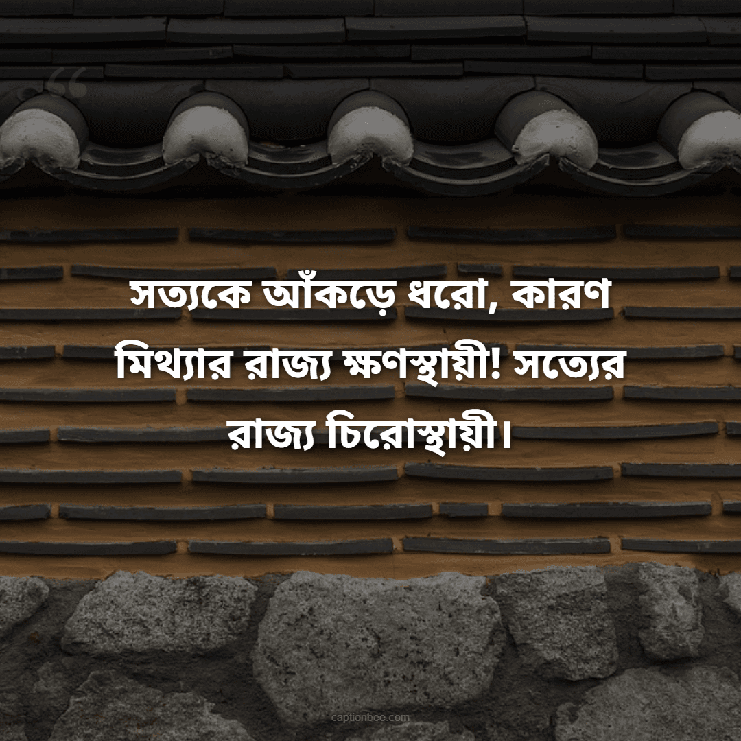 সত্যকে আঁকড়ে ধরো, কারণ মিথ্যার রাজ্য ক্ষণস্থায়ী! সত্যের রাজ্য চিরোস্থায়ী।