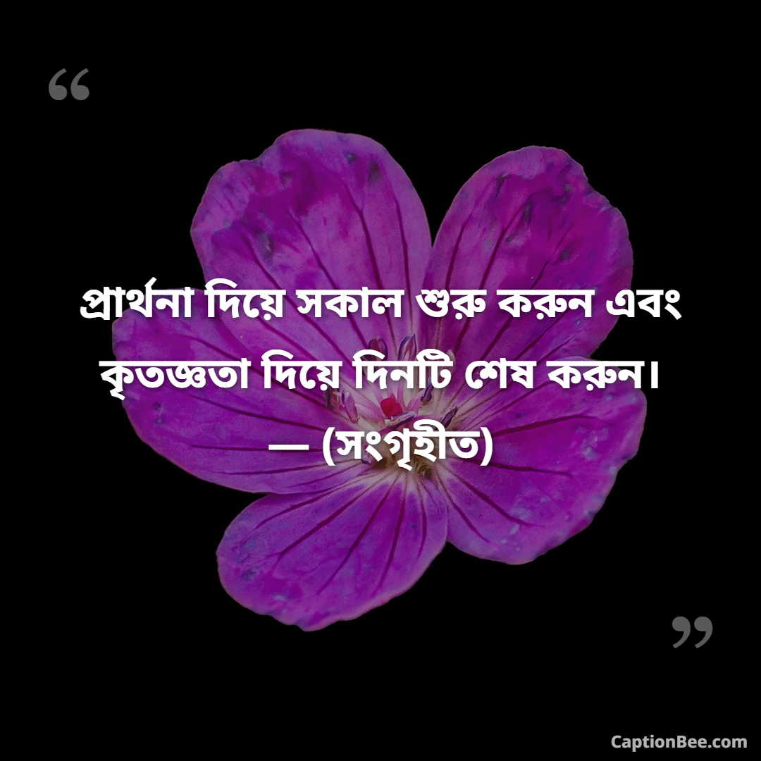 প্রার্থনা দিয়ে সকাল শুরু করুন এবং কৃতজ্ঞতা দিয়ে দিনটি শেষ করুন। — (সংগৃহীত)
