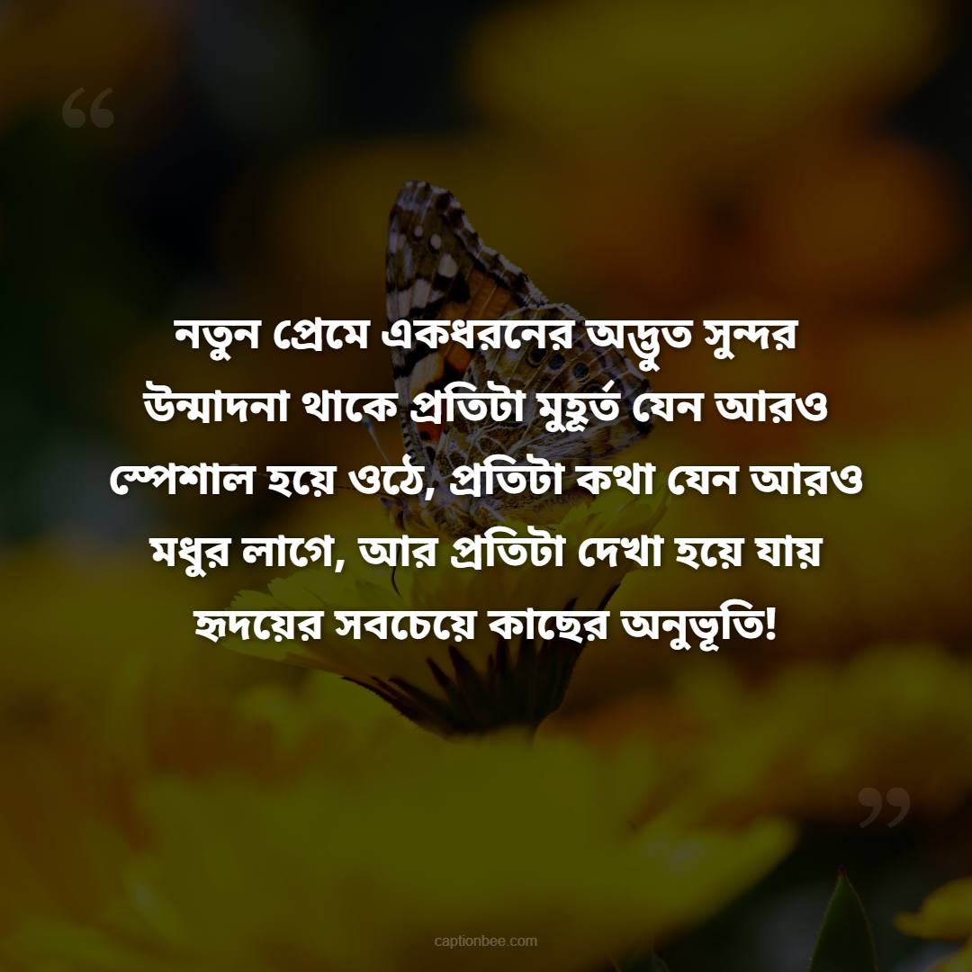 নতুন প্রেমে একধরনের অদ্ভুত সুন্দর উন্মাদনা থাকে প্রতিটা মুহূর্ত যেন আরও স্পেশাল হয়ে ওঠে, প্রতিটা কথা যেন আরও মধুর লাগে, আর প্রতিটা দেখা হয়ে যায় হৃদয়ের সবচেয়ে কাছের অনুভূতি!