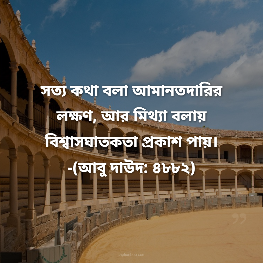 সত্য কথা বলা আমানতদারির লক্ষণ, আর মিথ্যা বলায় বিশ্বাসঘাতকতা প্রকাশ পায়। -(আবু দাউদ ৪৮৮২)