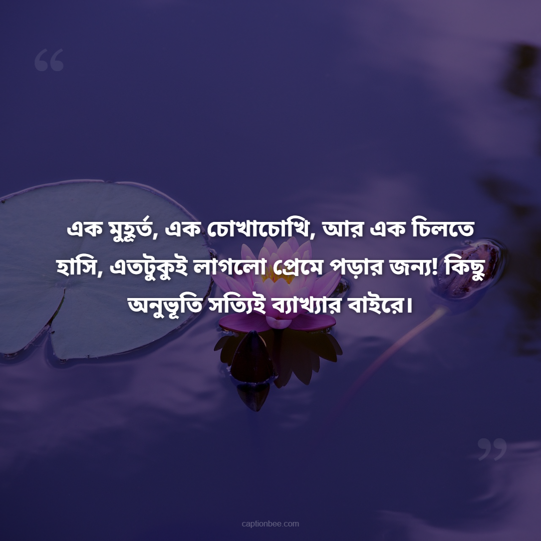 এক মুহূর্ত, এক চোখাচোখি, আর এক চিলতে হাসি, এতটুকুই লাগলো প্রেমে পড়ার জন্য! কিছু অনুভূতি সত্যিই ব্যাখ্যার বাইরে।