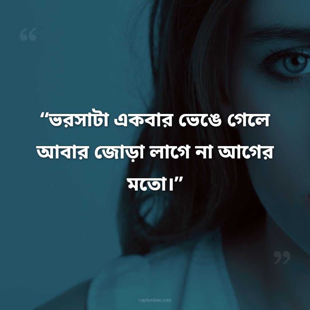 ভরসাটা একবার ভেঙে গেলে আবার জোড়া লাগে না আগের মতো।
