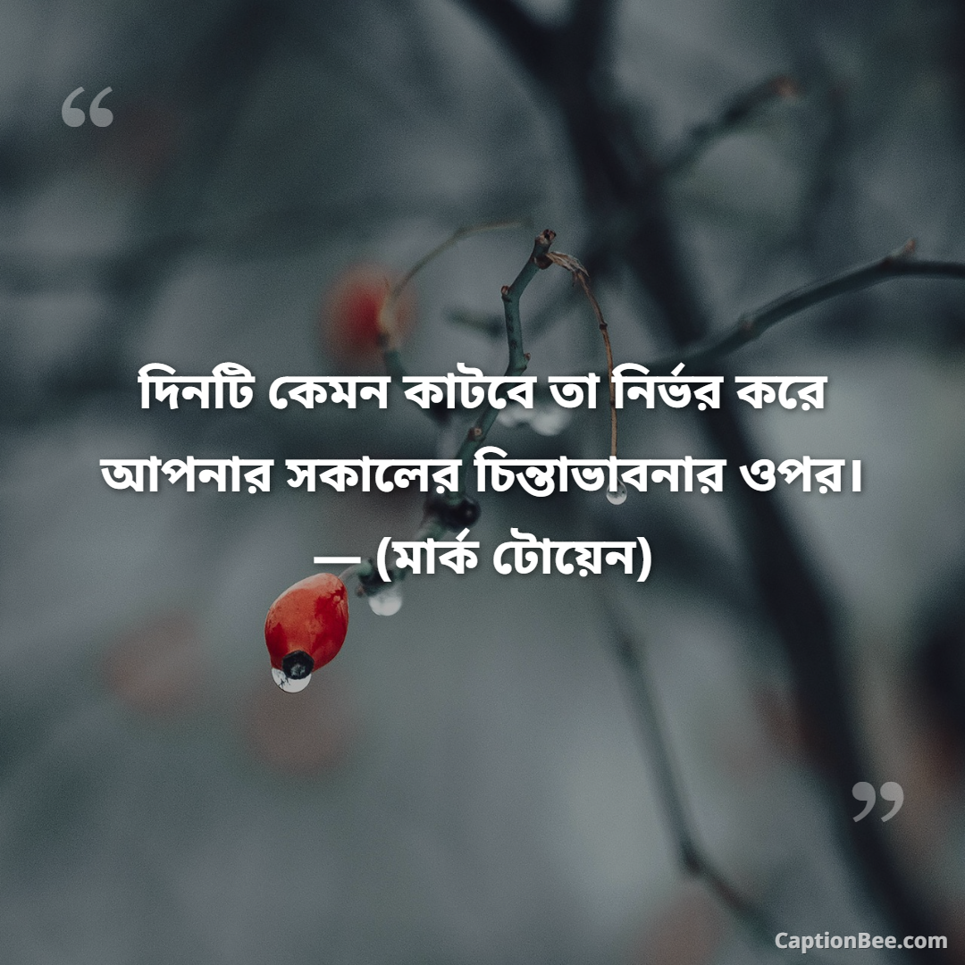 দিনটি কেমন কাটবে তা নির্ভর করে আপনার সকালের চিন্তাভাবনার ওপর। — (মার্ক টোয়েন)