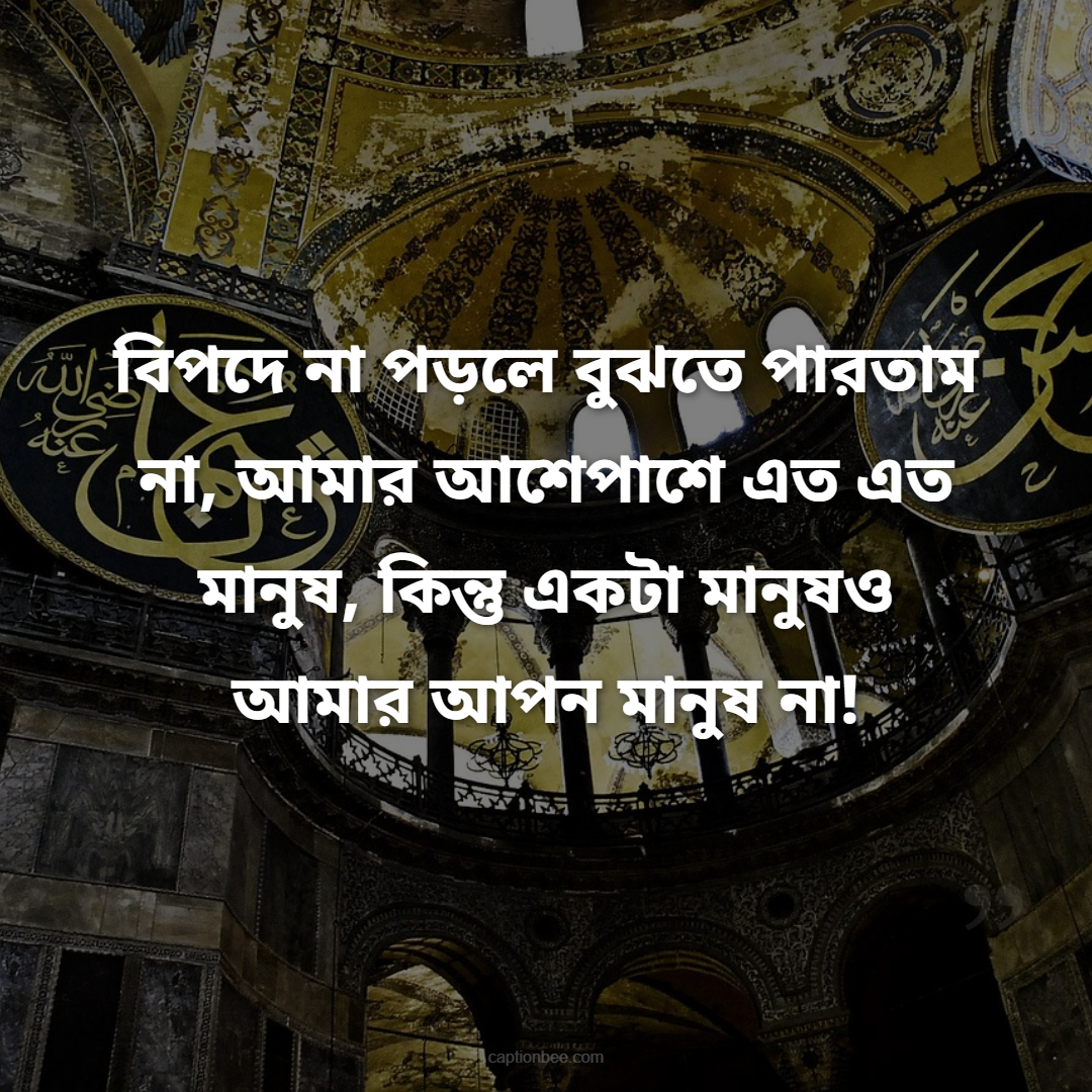 বিপদে না পড়লে বুঝতে পারতাম না, আমার আশেপাশে এত এত মানুষ, কিন্তু একটা মানুষও আমার আপন মানুষ না!