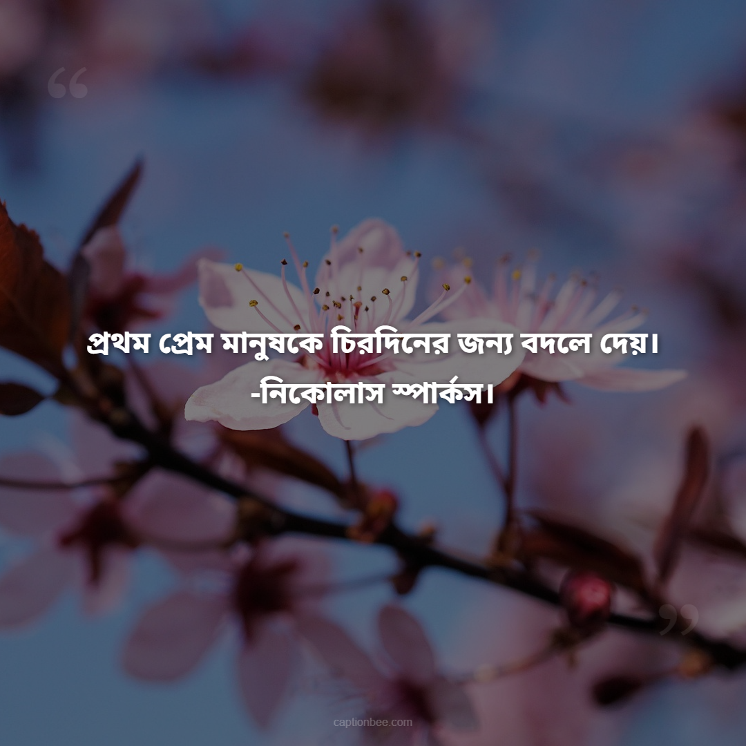 প্রথম প্রেম মানুষকে চিরদিনের জন্য বদলে দেয়। -নিকোলাস স্পার্কস।