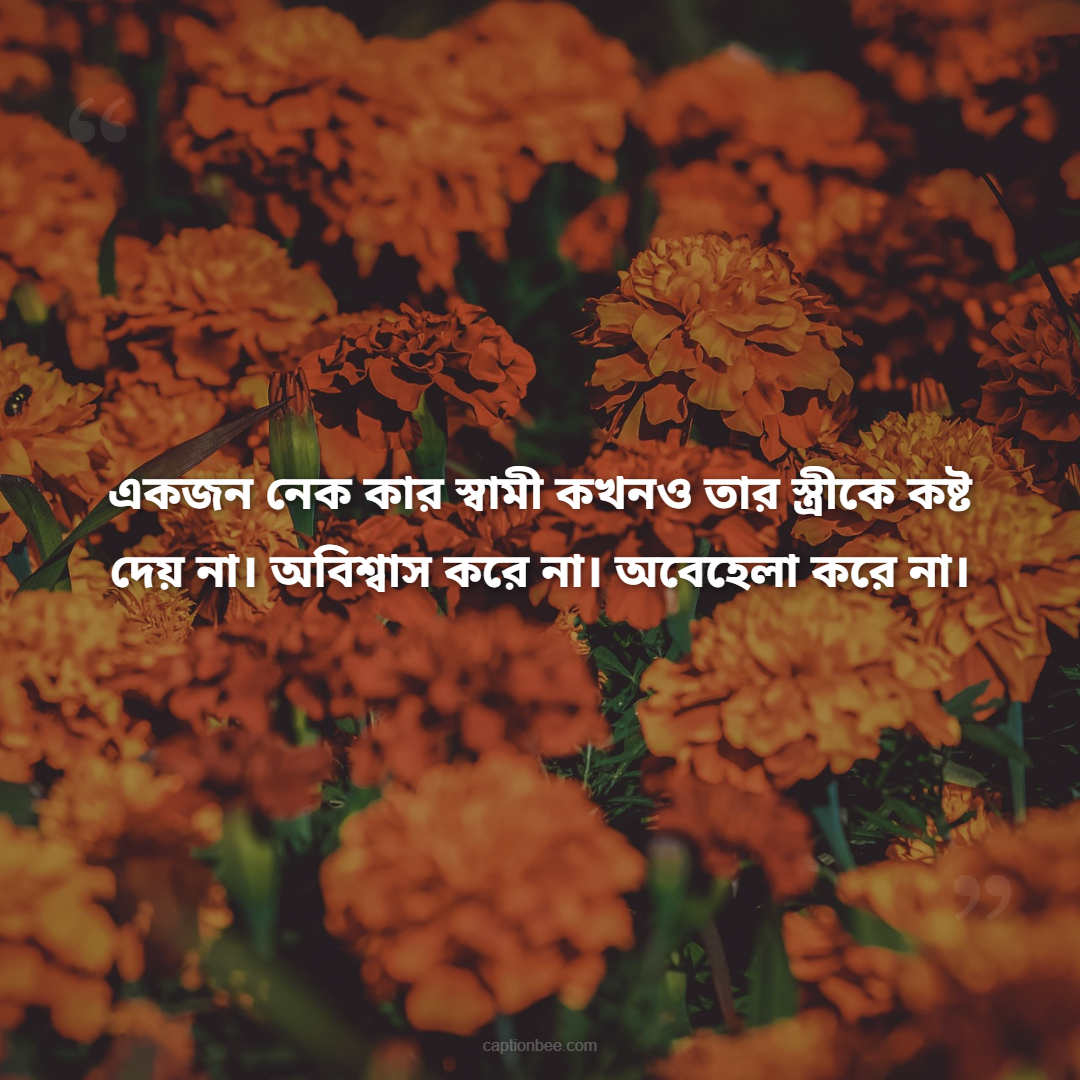 একজন নেক কার স্বামী কখনও তার স্ত্রীকে কষ্ট দেয় না। অবিশ্বাস করে না। অবেহেলা করে না।