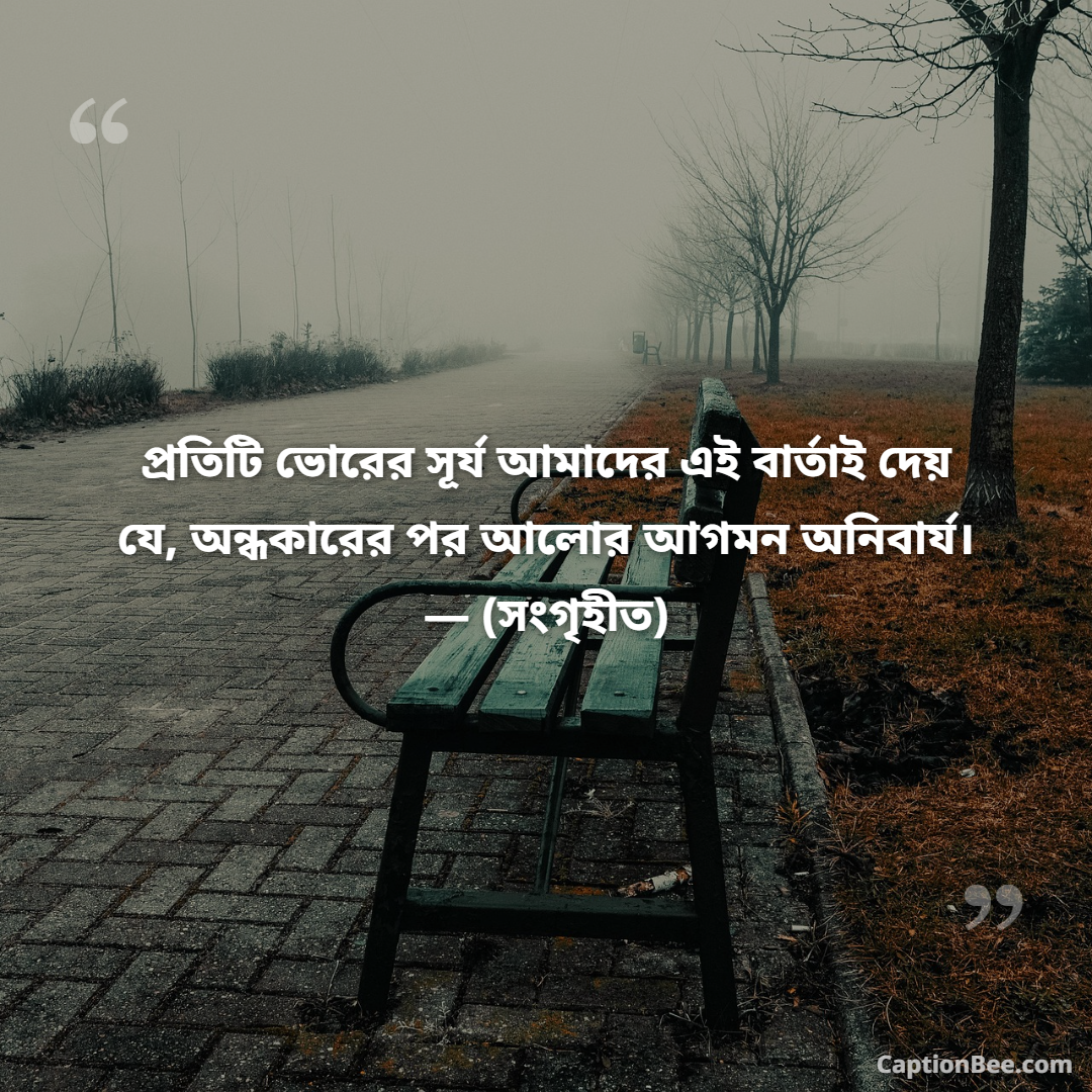 প্রতিটি ভোরের সূর্য আমাদের এই বার্তাই দেয় যে, অন্ধকারের পর আলোর আগমন অনিবার্য। — (সংগৃহীত)