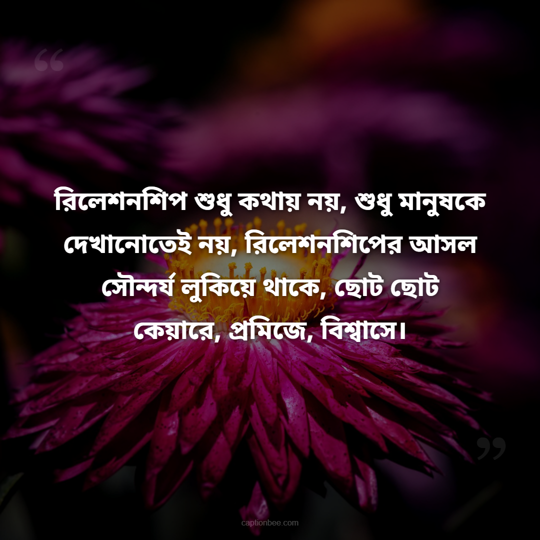 রিলেশনশিপ শুধু কথায় নয়, শুধু মানুষকে দেখানোতেই নয়, রিলেশনশিপের আসল সৌন্দর্য লুকিয়ে থাকে, ছোট ছোট কেয়ারে, প্রমিজে, বিশ্বাসে।