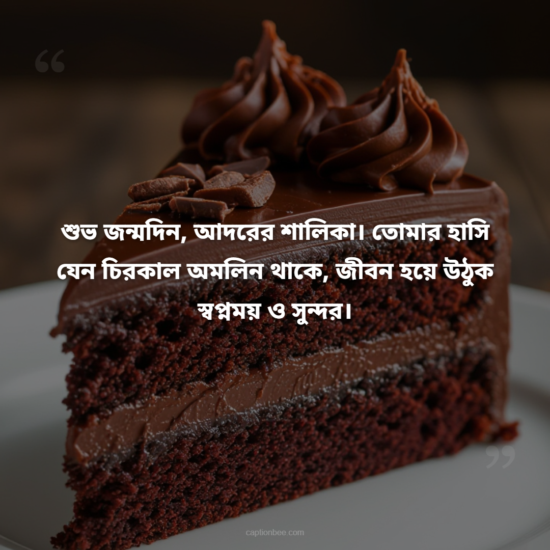 শুভ জন্মদিন, আদরের শালিকা। তোমার হাসি যেন চিরকাল অমলিন থাকে, জীবন হয়ে উঠুক স্বপ্নময় ও সুন্দর।