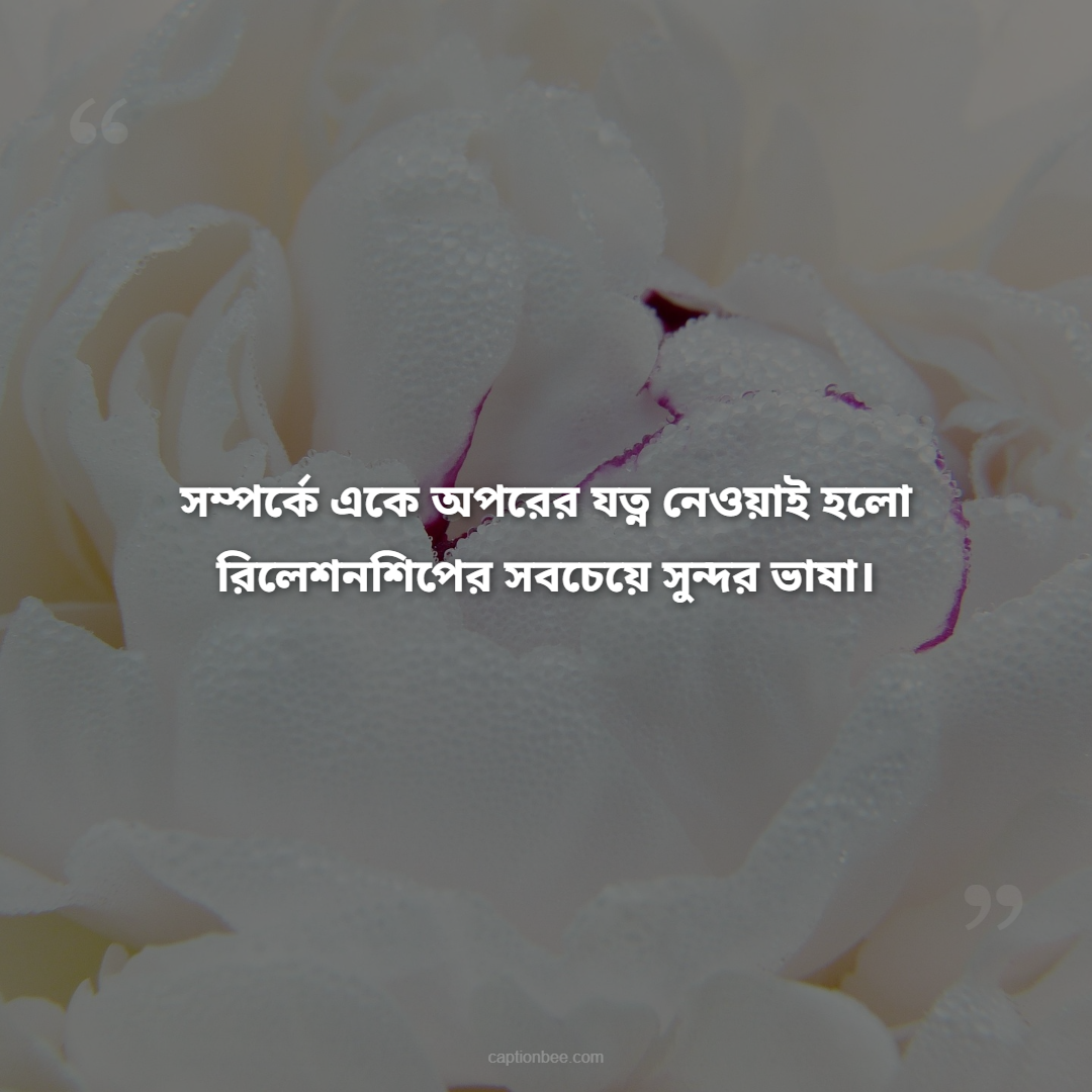 সম্পর্কে একে অপরের যত্ন নেওয়াই হলো রিলেশনশিপের সবচেয়ে সুন্দর ভাষা।
