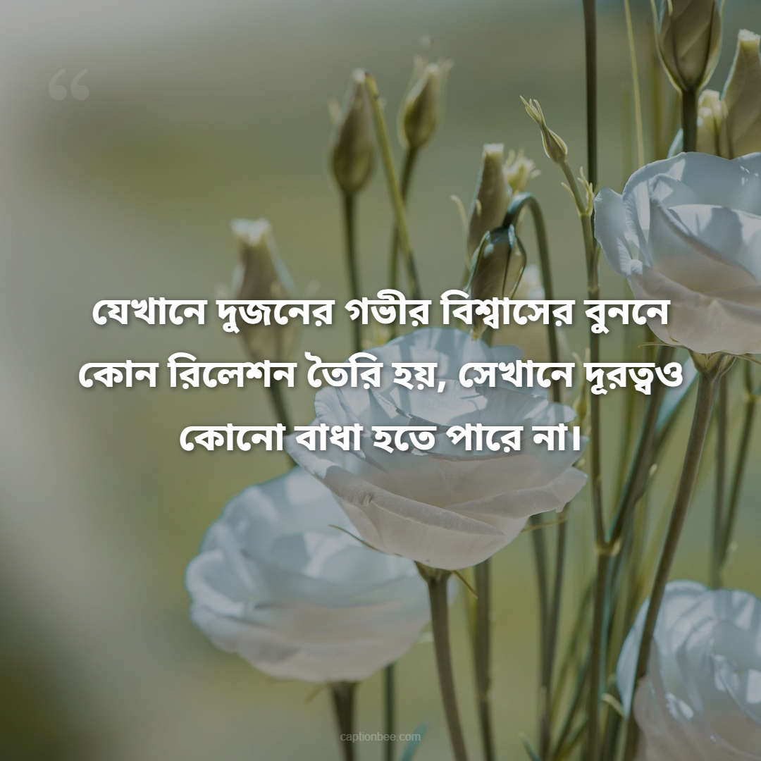 যেখানে দুজনের গভীর বিশ্বাসের বুননে কোন রিলেশন তৈরি হয়, সেখানে দূরত্বও কোনো বাধা হতে পারে না।