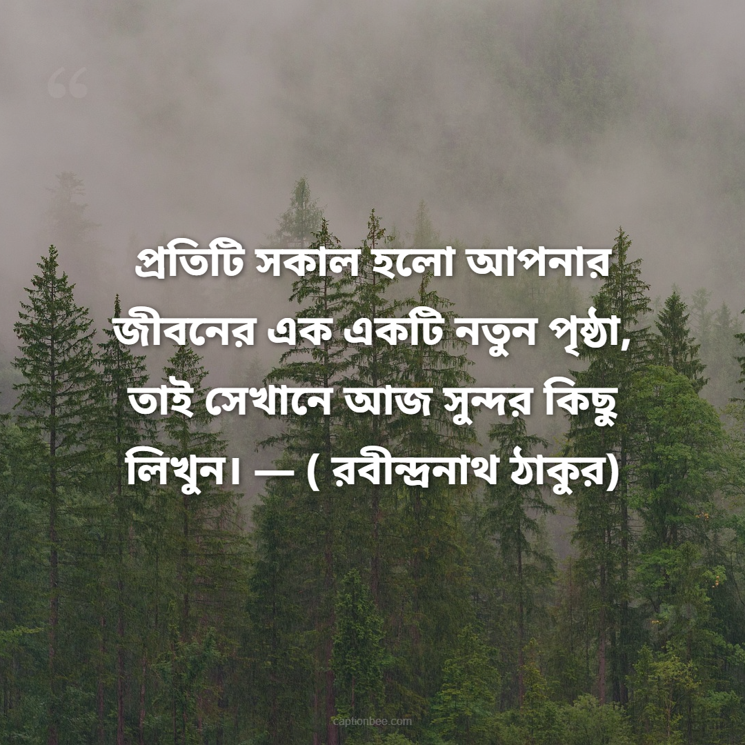 প্রতিটি সকাল হলো আপনার জীবনের এক একটি নতুন পৃষ্ঠা, তাই সেখানে আজ সুন্দর কিছু লিখুন। — ( রবীন্দ্রনাথ ঠাকুর)