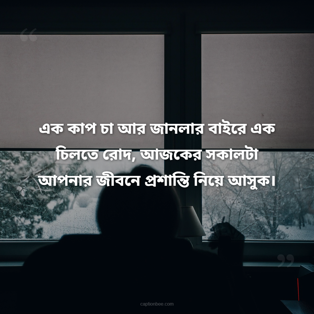 এক কাপ চা আর জানলার বাইরে এক চিলতে রোদ, আজকের সকালটা আপনার জীবনে প্রশান্তি নিয়ে আসুক।