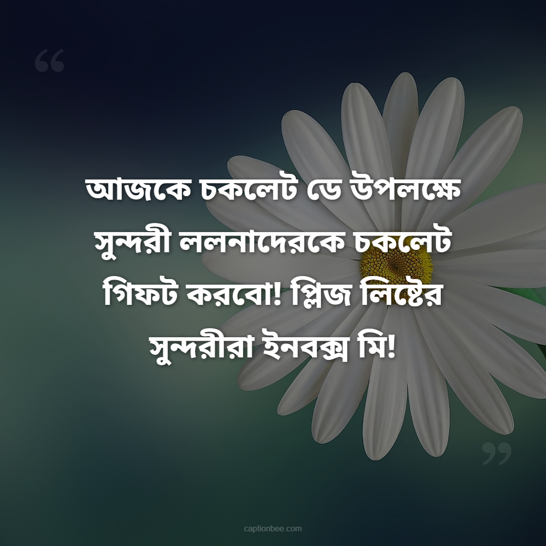 আজকে চকলেট ডে উপলক্ষে সুন্দরী ললনাদেরকে চকলেট গিফট করবো! প্লিজ লিষ্টের সুন্দরীরা ইনবক্স মি!