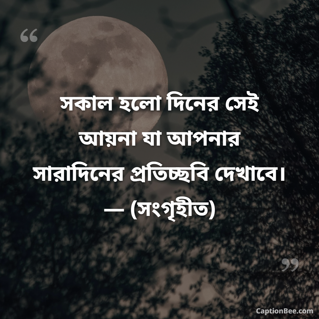 সকাল হলো দিনের সেই আয়না যা আপনার সারাদিনের প্রতিচ্ছবি দেখাবে। — (সংগৃহীত)